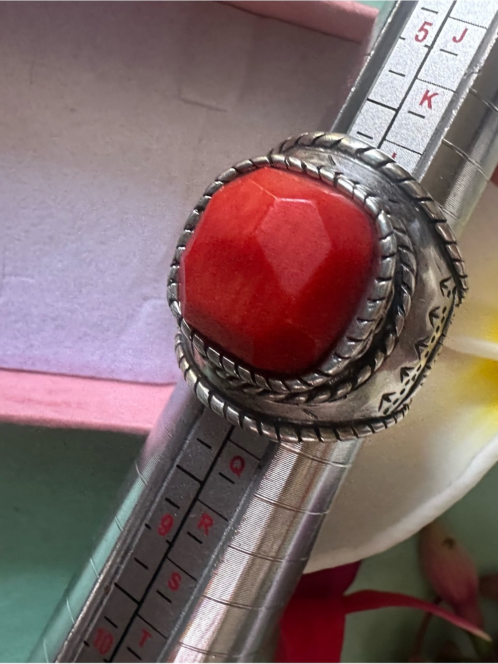 Silpada Sterling Silver  925  with Red coral The Samba  ring size 6 1/2